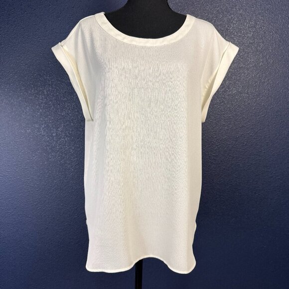 Ann Taylor Factory Short Sleeve Blouse, Ivory, Size XL - Picture 1 of 7
